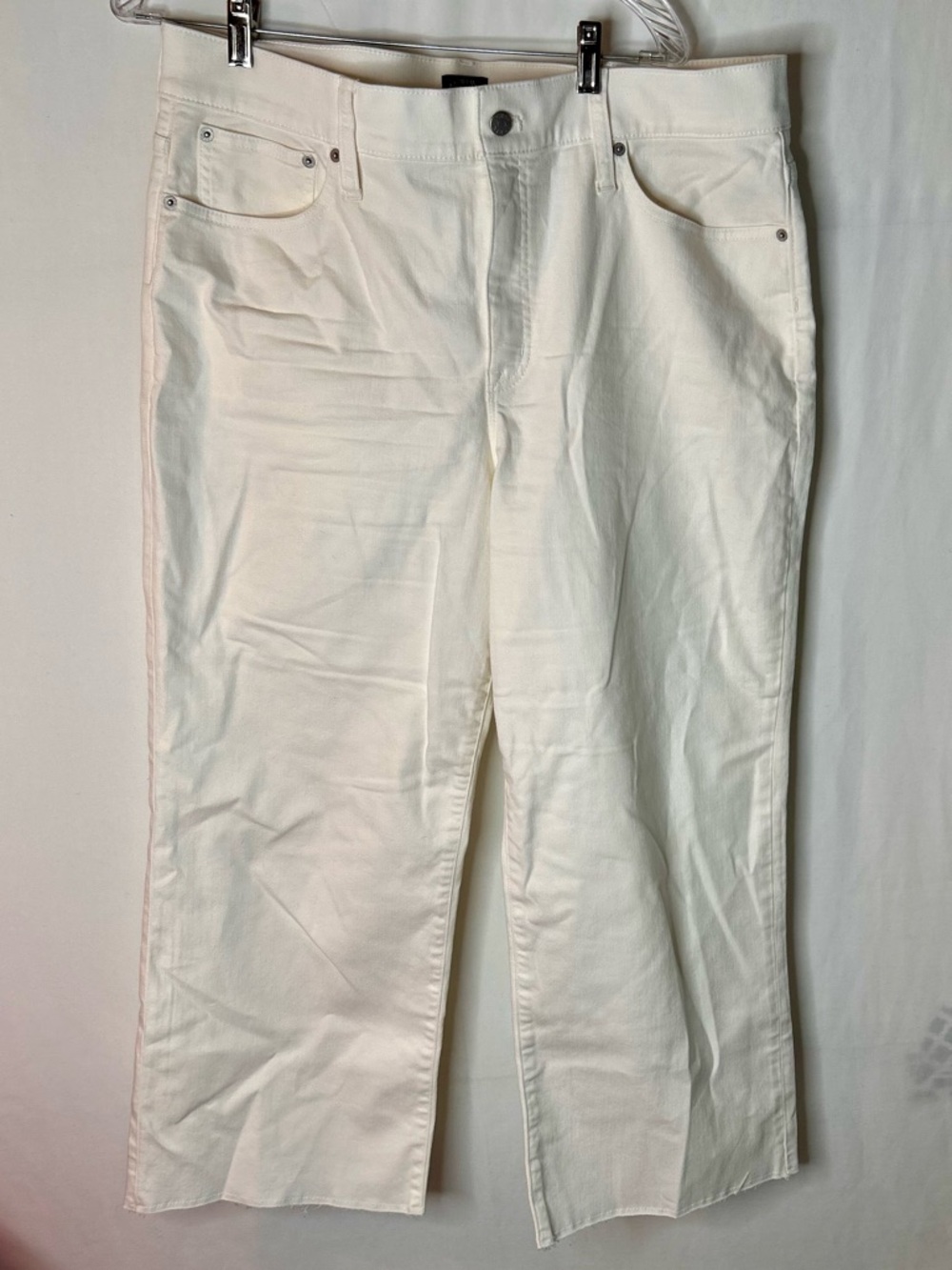 J.Crew Wide Leg Cropped Jeans Denim All-Day Stretch Snow White Plus Size 33